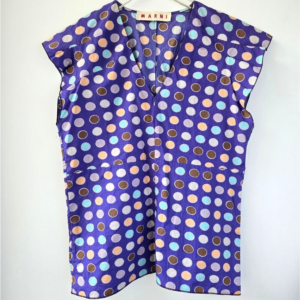 MARNI Vintage Y2K Polka Dot Purple Short Sleeve Top Women Sz Small US 4 Italy 40